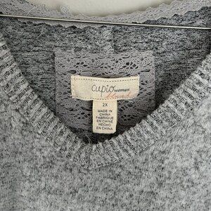 CUPIO Women's L/S Hooded Sweater/Top Super Soft SZ 2X V-Neck Hoodie NEW